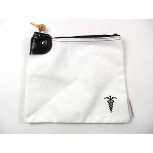 Medication Bag Heavy Canvas Standard Keyed Lock Storage Case White